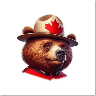 Canadian Mountie Bear Illustration Posters and Art